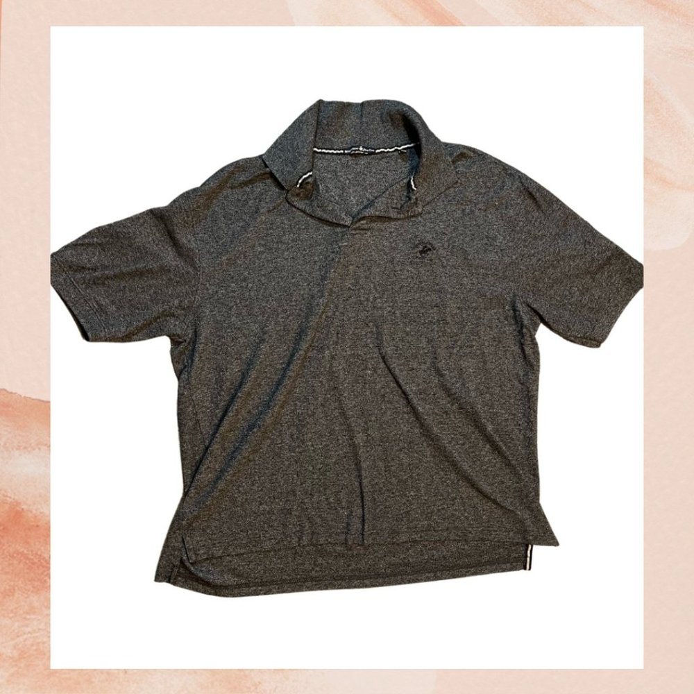 Dark Gray 1/4 Button Short Sleeve Polo Shirt
